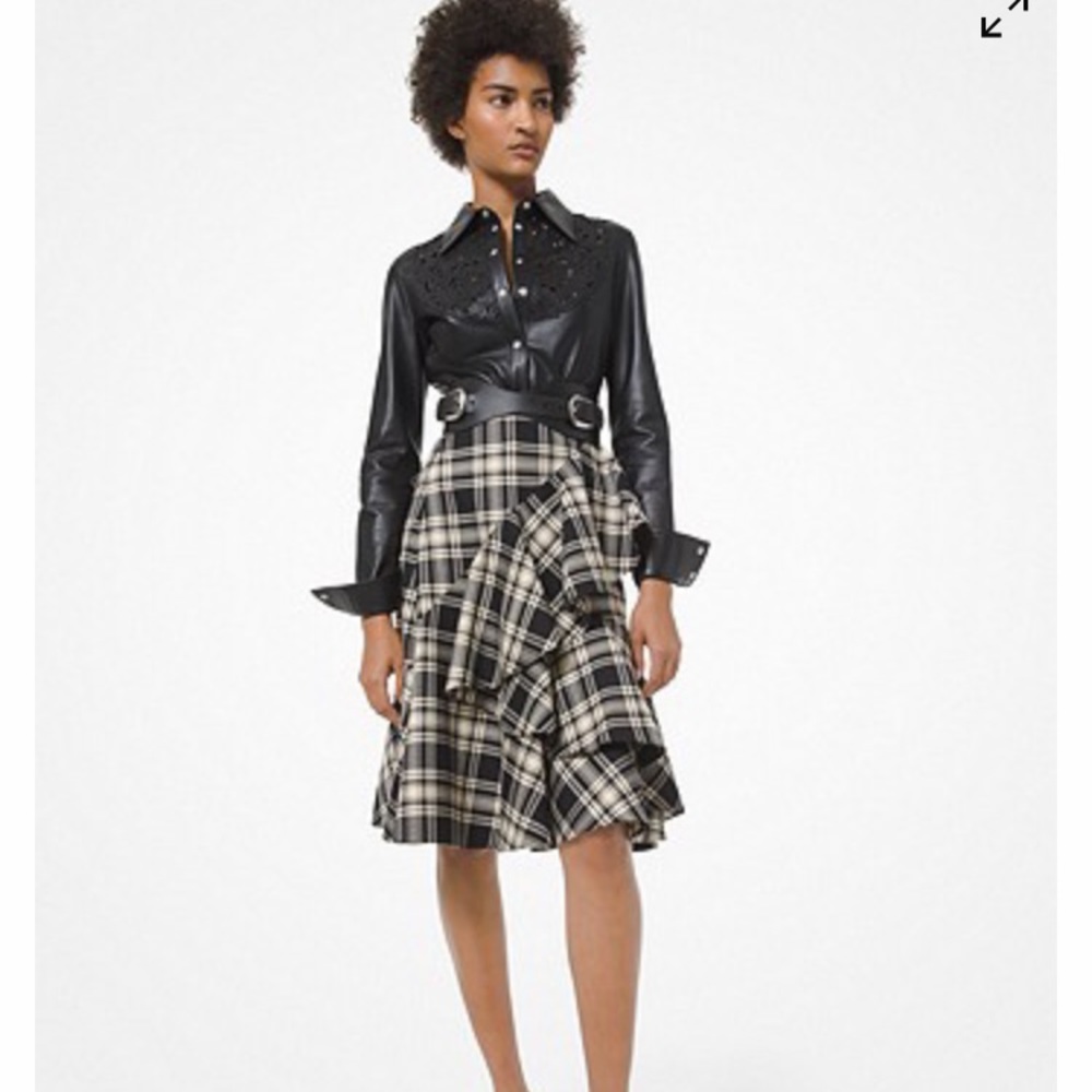 Michael Kors Collection Blue and White Checkered Pencil Skirt - Picture 10 of 11